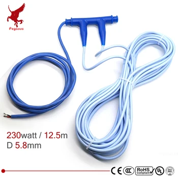 230 Вт / 12,5 м Профессиональный нагревательный кабель для пола из углеродного волокна, Нагревательный провод, двухслойная мягкая силиконовая резина