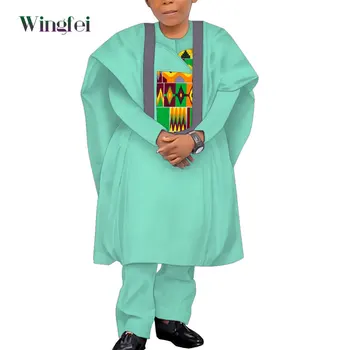 Детская одежда в африканском стиле, Комплекты одежды из 3 предметов для мальчиков, Костюмы в Нигерийском стиле, Традиционная одежда Bazin Riche Abaya, Подарок для мальчика WYT599