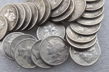 Десятицентовик Меркурия США, набор (1916-1945)-PSD 79 шт., копировальные монеты с серебряным покрытием