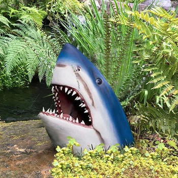 Садовая и настенная статуя Большой Белой Акулы, Уникальная Скульптура Головы Большой Белой акулы, Декор в виде акулы-3D Настенный декор для дома