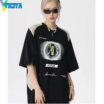 Футболка YICIYA, топ y2k, женские футболки, укороченный топ с коротким рукавом в стиле хип-хоп, футболки оверсайз, американские футболки, женская одежда 2023