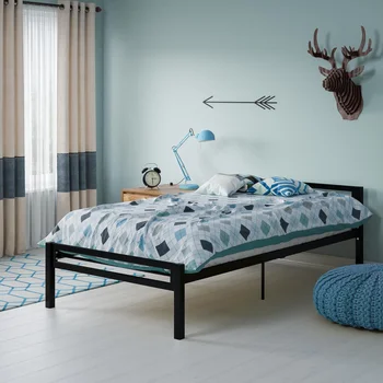 Опоры Металлическая двуспальная кровать премиум-класса, черный каркас кровати, мебель для спальни