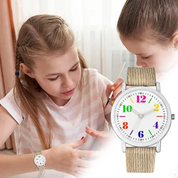 2023 Новые Маленькие и изысканные детские кварцевые часы для отдыха, модные студенческие Детские Милые кожаные кварцевые часы