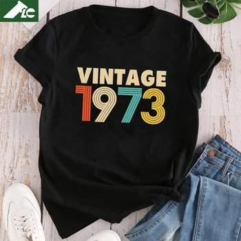 1973 Женская футболка Из хлопка с коротким рукавом, футболки оверсайз, Топы с модным принтом, женская футболка Унисекс, Уличная одежда, подарок на День рождения