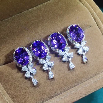CAOSHI Очаровательные нежные серьги-капли для женщин, ярко-фиолетовые украшения с циркониевым камнем для юбилейной вечеринки, изысканные аксессуары