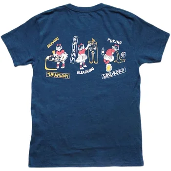 Мужская футболка Kapital с коротким рукавом 2023, Летние Футболки с принтом в японском синем цвете, Футболки с круглым вырезом, Свободные Повседневные Топы Для мужчин и женщин