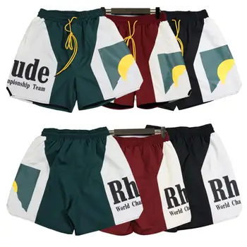 Уличные шорты с логотипом Rhude, короткие шорты Sunset, повседневные шорты RHUDE с эластичной резинкой на талии, спортивные шорты с цветными вставками