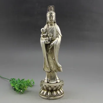 Цяньлун Новый Год Антикварные Бронзовые изделия Ручной работы Мебель для дома с бронзовой статуей Гуаньинь