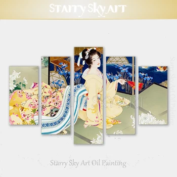 Художник вручную расписал несколько предметов Кимоно в японском стиле, женское украшение, Японские цветы хризантемы, картина для декора