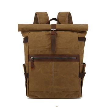 Мужская сумка на два плеча, студенческая сумка для колледжа, спортивная сумка для путешествий на открытом воздухе, компьютерная сумка из вощеного холста, водонепроницаемый всплеск
