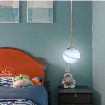 Современное минималистичное украшение, лунная лампа, люстра со стеклянным шаром E14, ресторан Nordic, бар, длинная линия, прикроватная люстра для спальни