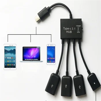 Разъемный USB-кабель Type-C 3 Штекера типа A 1 Адаптер для порта зарядки Micro USB