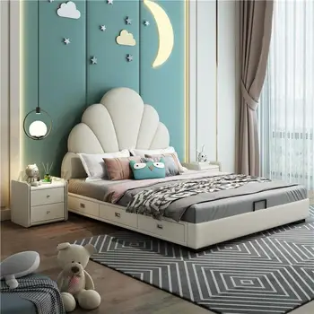 Шкаф в современном дизайнерском стиле, Детские кровати, Детская кровать из массива дерева Pink Princess, Двуспальная Компактная мебель для спальни Kinderbett