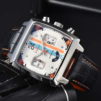 Оригинальные мужские часы высшего качества AAA, Классические квадратные Многофункциональные наручные часы с автоматической датой, Бизнес-хронограф, Кварцевые часы