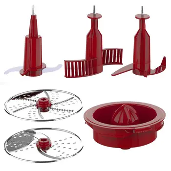 Набор для замены кухонного комбайна из 6 предметов - Замена для многофункционального кухонного комбайна NutriChef, Красный, Можно мыть в посудомоечной машине, Food Proc