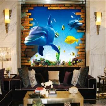 Стильная атмосферная фреска beibehang, бесшовный 3D стереоскопический подводный мир мультфильмов, детская комната, гостиная, ТВ-фон