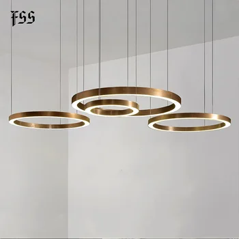 Fss Современный дизайн с золотым кольцом, светодиодные круглые люстры, светильник, люстра для гостиной, проектные светильники, светильники для помещений