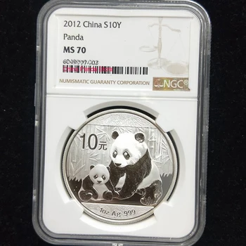 2012 Серебряная памятная монета с пандой, настоящее оригинальное серебро для коллекционных монет/Bullion S10Y NGC MS70
