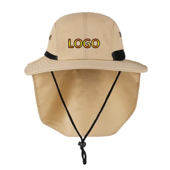 Новая однотонная шляпа с козырьком с логотипом, Регулируемая рыболовная кепка, мужские шляпы с защитой от ультрафиолета для лица и шеи, быстросохнущие походные кепки с широкими полями