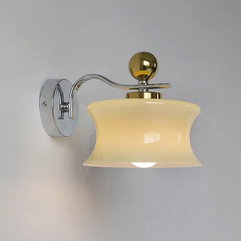 Средний Бежевый Стеклянный Настенный светильник Французская Кровать Крыльцо Крыльцо ТВ Настенный Атмосферный Настенный светильник Лампы для гостиной