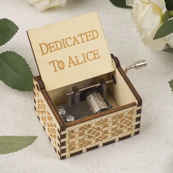 Музыкальная шкатулка Алисы, деревянная ручка-качалка Sky City, винтажная музыкальная шкатулка для жены, дочери/сына, праздничный подарок, Рождественский подарок на Новый год