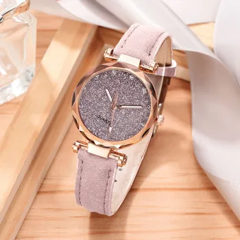 Женские часы с серебряным напудренным бриллиантовым циферблатом, Матовый кожаный ремешок Для женских повседневных трендовых часов из двух частей