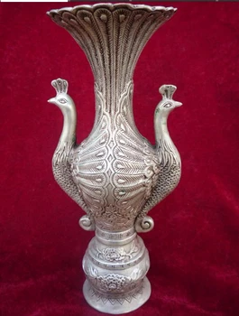 рождественские украшения для дома + Очень Редкая Тибетская серебряная ваза с Павлином династии Мин/Цин, бесплатная доставка