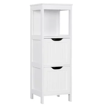 Отдельно стоящий шкаф для хранения в ванной комнате с 2 ящиками и полкой, белая мебель для дома, мебель для ванной комнаты