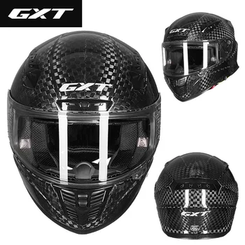 Мотоциклетный шлем из углеродного волокна GXT, мужской и женский шлем, зимний Индивидуальный мотоциклетный шлем для бега с полным покрытием, противотуманный