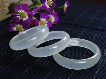 Новый натуральный белый нефритовый ледяной прозрачный браслет, подлинное изысканное нефритовое позитивное кольцо для рук, Счастливое ювелирное изделие