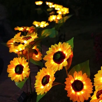 Наружное садовое освещение Солнечная лампа для газона с подсолнухом, водонепроницаемая IP65, светильник для цветочной дорожки во внутреннем дворике, Свадебный праздничный декор