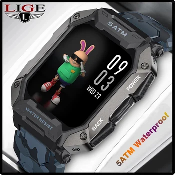 Умные часы LIGE 5ATM С Глубоким Водонепроницаемым Спортивным фитнес-трекером, Пульсометром, Мониторингом кислорода в крови, Будильником, умными часами