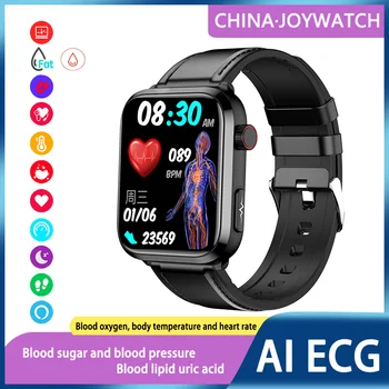 Смарт-часы ECG + PPG для измерения уровня глюкозы в крови, Мужские Bluetooth-часы для звонков, Термометр, Мониторинг сердечного ритма, мочевой кислоты, липидов, Спортивные Умные часы