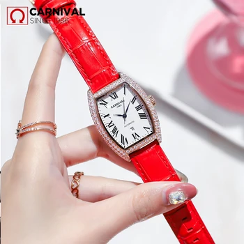 Модные автоматические часы бренда CARNIVAL для женщин, роскошные механические наручные часы, женские водонепроницаемые часы Relogio Feminino