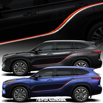 автомобильная наклейка для Toyota Highlander 2022, обе стороны корпуса украшены модными наклейками для спортивных автомобилей, виниловой пленкой