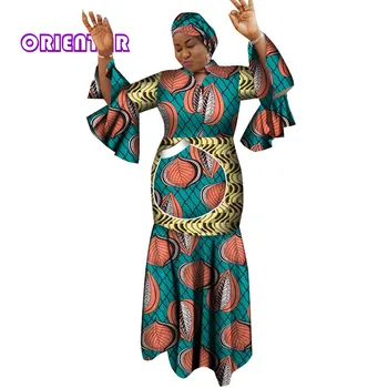 Африканское платье, Новое Модное Женское Длинное платье Макси в стиле Дашики с Головным Платком, Женская Праздничная Одежда с Африканским Принтом в Анкаре, WY7930