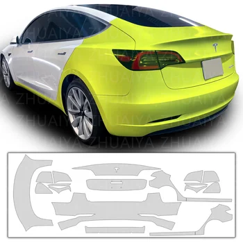Предварительно вырезанная краска толщиной 7,5 мм, защитная пленка для авто, Прозрачный бюстгальтер из ТПУ PPF, набор наклеек для Tesla Model 3 (2017-2023)