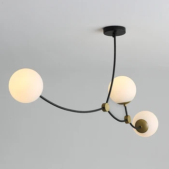 Современная люстра со стеклянным шаром в скандинавском стиле, разветвленная светодиодная люстра, современная роскошная двухуровневая столовая, глянцевая лампа для кухни в гостиной