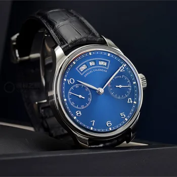 Неотразимый Португальский годовой календарь Синий циферблат IW-503502 Мужские часы с автоматическим механизмом высшего качества от фабрики