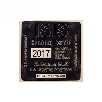 Креативная наклейка на автомобиль Террорист ИГИЛ, Соединенные Штаты АМЕРИКИ, Разрешение на охоту 2017, Водонепроницаемая наклейка из ПВХ, 13 см * 13 см